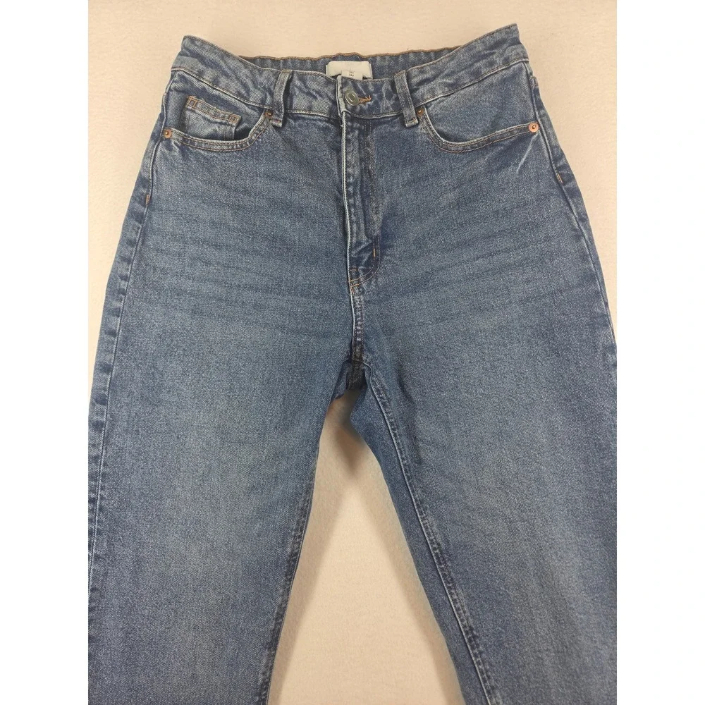 HM Womens High Waisted Mom Jeans Medium Wash Blue Tapered Leg Size 6
